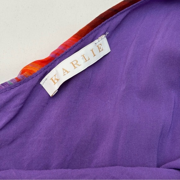 Karlie One-Shoulder Maxi Dress Purple Multicolor Lined - Picture 9 of 14